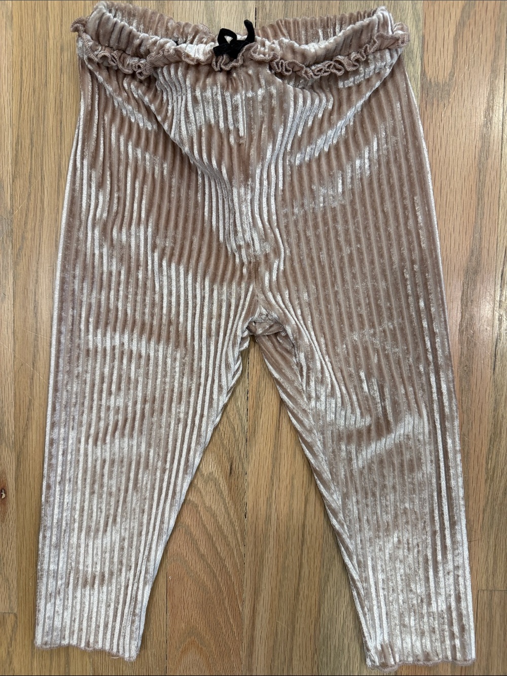 Zara Girls Ribbed Velvet Leggings - Taupe